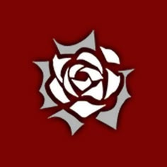 a white rose on a red background with the word love written in silver across it