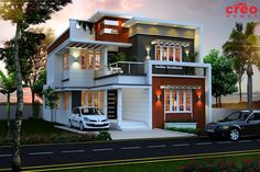 two story house with car parked in front