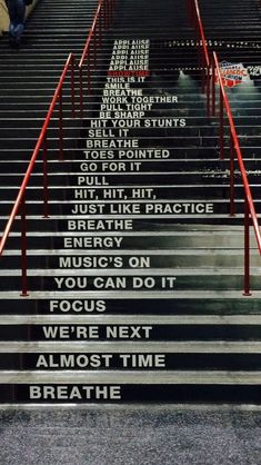 some stairs with words written on them