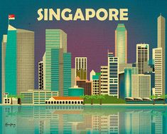 an image of a city skyline with the words singapore on it