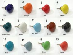 the different colors of knobs are shown in this set, and each has an individual color