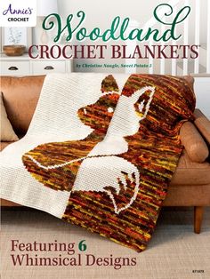 the cover of needle and crochet blankets featuring an image of a dog on a blanket