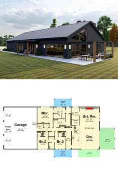 two story house plans with open floor plan and garage for the living room, kitchen and dining