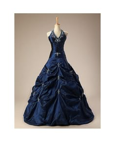 Shop affordable halter long lace ballgown dress with ruffles online. Free Shipping and Custom-made. Pro since 2009. Ballroom Prom Dresses, Starry Night Fashion, Prom Dress Fairy, Ashley Murphy, Ballgown Dress, Wedding Evening Gown, Prom Dress Inspo, Blue Ball Gowns, Moon Dress