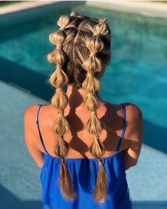 2 Bubble Braids, Game Hairstyles, Softball Hair, Hairstyles Bubble Braids, Football Hair, Soccer Hairstyles, Beyonce Hair, Bubble Braid, Tan Skin Blonde Hair