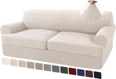 an image of a couch with different colors and patterns on the back, including white