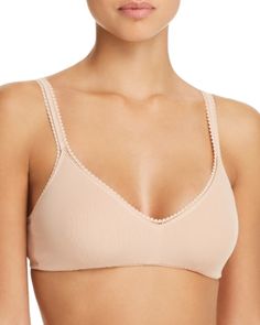 Soft and wearable, this On Gossamer bralette is adorned with a pretty lace trim that lies flat under T-shirts and blouses. Spring Stretch Bra With Lace Trim, Lace Trim Daywear Bra, Lace Babydoll, Womens Bras, Lace Fashion, Bra Lingerie, Lace Bra, Fashion Street, Street Style Women