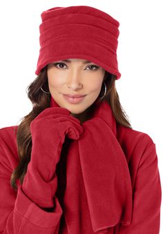 The wear-all-winter accessory in cozy and soft fleece, this is the one hat you'll reach for when the temperature drops. It's versatile and matches our fleece coats! One sizePolyMachine washImported | Women's Fleece Hat by Accessories For All in Classic Red Fleece Hat Women, Cheap Warm Adjustable Hats, Cheap Adjustable Warm Hats, Walmart Hat A Scarf Set, Ladies Hats Winter, Red Winter Hats, Fleece Hats Patterns Free Women, Platinum Credit Card, Fleece Hat