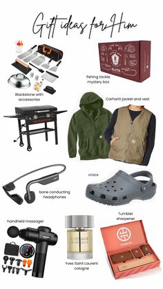 the gift guide for him includes an assortment of items