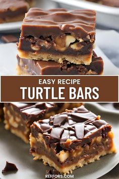 easy recipe for turtle bars made with chocolate, marshmallows and peanut butter