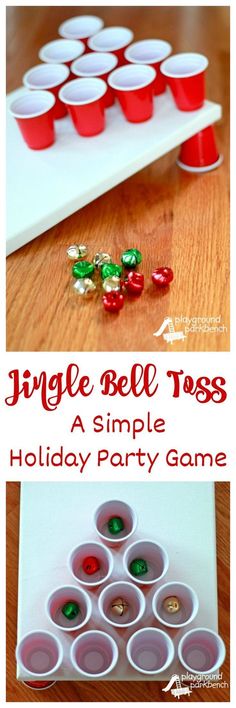 a simple holiday party game for kids to play with the candy canes and jello cups