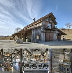 this is an image of a barn with wood paneling on the outside and inside