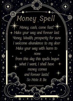 Money Spells Magic, Powerful Money Spells, Witchcraft Spells For Beginners, Money Spells That Work, Good Luck Spells, Money Spell, Spells For Beginners, Easy Spells, Wiccan Magic