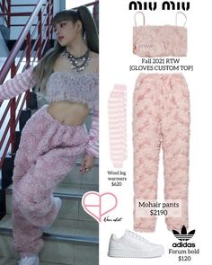 Pants And Leg Warmers, Mohair Pants, Lisa Outfit, Hair Tool Set, Wool Leg Warmers, Blackpink Outfits, Pop Outfits, Boujee Outfits, Baby Pink Colour