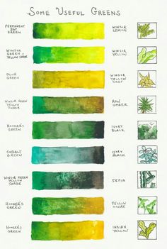 some useful greens for the watercolor pencil drawing class, and i'm not sure what to do with them