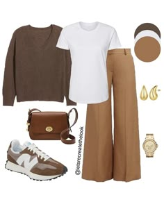 Fall Outfits For Older Women, Brown Sneakers Outfit Women's, Brown Sneakers Outfit, Outfits For Older Women, Fall Outfits Trendy, Friday Fashion, I Am So Tired, Tan Trousers, Look Office