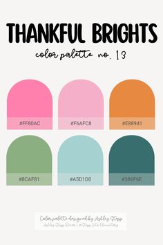 the color chart for different shades of pink, green and blue with text that reads,'beautiful brights '