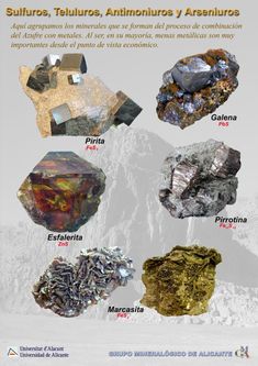 the poster shows different types of rocks and their names in spanish, with an image of mountains