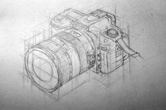 a drawing of a camera in perspective