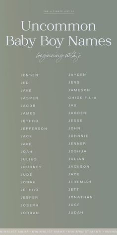 the uncommon baby boy names poster