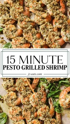 close up photo of pesto grilled shrimp on wooden skewers. Healthy Salmon Dinner, Grilled Recipes, Pesto Shrimp, Flavorful Shrimp, Seafood Bisque, Prawn Recipes, Easy Grilling, Seafood Stew