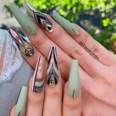 Coffin Acrylic Nails, Korean Nail, Halloween Acrylic Nails, Coffin Shape Nails, Makijaż Smokey Eye, Nail Swag, Luxury Nails, Pretty Acrylic Nails