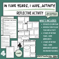 a poster with the words in four years, i hope activity and what's included?