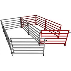 Rite Farm Products 10-foot 5/8 inch long by 5-foot 3 1/4 inch wide 6-rail add-on stall kit. Connects directly to another 5X10 full kit or add-on stall kit. Includes 3 of our 5-foot-long aluminum panels and one aluminum 58-inch-long Texas made gate. Stall is 40 inches tall overall. Features heavy duty 1-inch square welded aluminum tubing. Designed to be added onto with more add-on kits and shade canopy kits so this system can grow as your flock or herd does. Our panel clamp system makes it safe a Feed Room Ideas, Feed Room Ideas Barn, Gate Wheel, Farm Products, Gate Hinges, Shade Canopy, Panel Systems, Dog Kennel, Goats