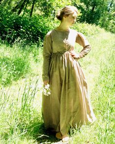 "Early homespun brown check maternity dress dating to circa 1840. Completely hand stitched. Front bodice closes with hook and eyes with a tie at waist. The tie has a channel at the back of bodice and would make the waist adjustable. Bodice comes down to a front point at waist and tucks into waist which is very tightly gathered. Condition is very good for age with some small splits in the fabric on the sleeve...a few more not in photo, a stain on the front of dress skirt, small hole at top of sle Historical Garments, Vintage Maternity, Gibson Girl, Maternity Clothing, Girl Day, Maternity Dress, Maternity Dresses, Maternity Clothes, Hand Stitched