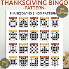 a printable thanksgiving bingo game for kids with the words,'thanksgiving bingo pattern '