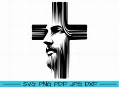 a black and white image of jesus on a cross with the words svng ppf jpg dxe