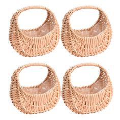 four pieces of wicker are arranged in the shape of baskets