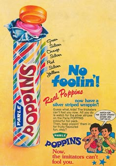 an old ad for popins from the 1950's, featuring a candy bar