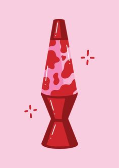 a pink and red vase with hearts on the top is sitting in front of a pink background