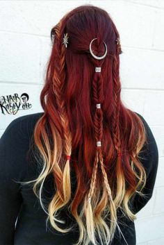 Blonde Highlights: Perfect Hair Dyeing Technique For Any Hair Style ★ Red And Blonde Hair, Red And Blonde, Halloweenský Makeup, Hair Dye Colors, Cool Hair, Hair Inspiration Color, Cool Hair Color, Grunge Hair, Hair Stuff