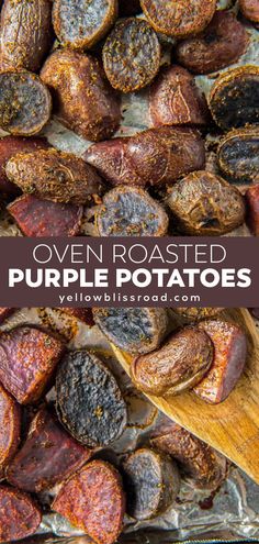 oven roasted purple potatoes with text overlay