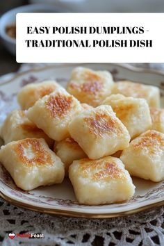 easy polish dumplings traditional polish dish on a plate with the words easy polish dumplings traditional polish dish