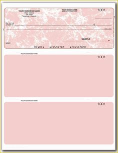 a pink and white check card with an image of marble