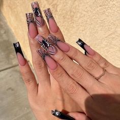 Black Halloween Nails, Horror Nails, Holloween Nails, Spooky Nails, Throwing Fits, Halloween Nails Easy, Halloween Acrylic Nails, Baddie Nails, Grunge Nails