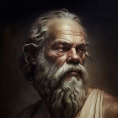 a painting of an old man with white hair and beard