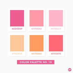 the color palette is shown in different shades and colors, including pink, orange, yellow,