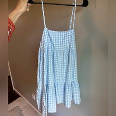 Brand. Ew New Without Tags Adjustable Straps Baby Doll Dress, Babydoll Dress, White Blue, Gingham, Baby Dolls, Colorful Dresses, Adjustable Straps, Blue White, Color Blue