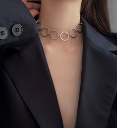 Can be worn with any formal outfit Gives your look a sleek and polished vibes Adjustable length Length: 30 cm; Extension Chain: 8 cm Fashion Chingu, Link Chain Necklace, Formal Outfit, Chain Link Necklace, O Ring, Link Chain, Ring Necklace, Silver Necklaces, Chain Necklace