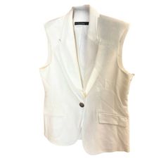 Thanks For Checking Out Our Fabulous Posh Closet!! All Of Our Items Are New With Tags! Never Worn Or Used <3 - Description: Throw This Vest Over An All Black Outfit For A Perfectly Polished Look. Sleeveless. Lapel Collar. Front Pocket. One Button Closure. - We Ship From Multiple Warehouses So It's Not Possible For Us To Bundle - Because All Of Our Merchandise Is Brand New And Often Times In Original Packaging, Extra Photos Or Measurements Cannot Be Provided - Heads-Up That Color Shades May Vary White Button-up Outerwear With Pockets, White Button-up Vest With Button Closure, White Button-up Tops With Patch Pockets, Photo Lighting, All Black Outfit, Jacket Buttons, Ivory Color, Color Shades, Polished Look