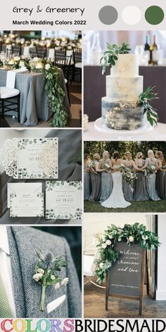 a collage of different wedding colors and decorations