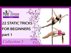 two women in bikinis on pole with text reading 22 static tricks for beginners part 1