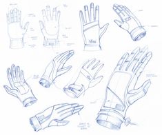 some drawings of gloves and hands