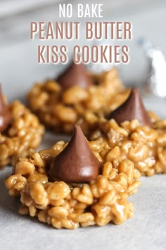 no bake peanut butter kiss cookies with chocolate on top