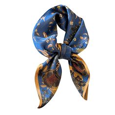 Cowboy Neckerchief, Band Decorations, Blue Headscarf, Silk Scarfs, Silk Bandana, Scarf Bandana, Hat Decoration, Fashion Scarves, Wrist Wrap