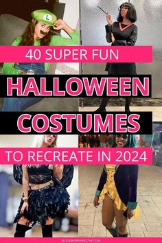 halloween costumes for girls with text overlay that reads 40 super fun halloween costumes to create in 2014